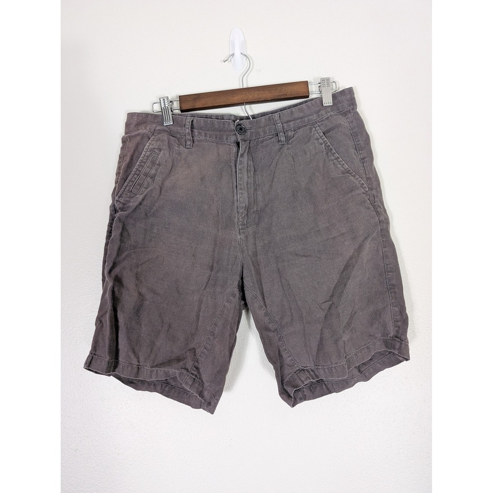 Armani Exchange AX Mens W 31 Grey 100% Linen Casual Shorts HAS FADING